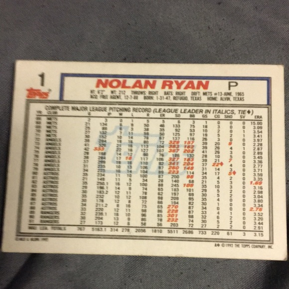 1992 topps first edition Nolan Ryan card #1!!!!! This card is in good condition. - Picture 2 of 2